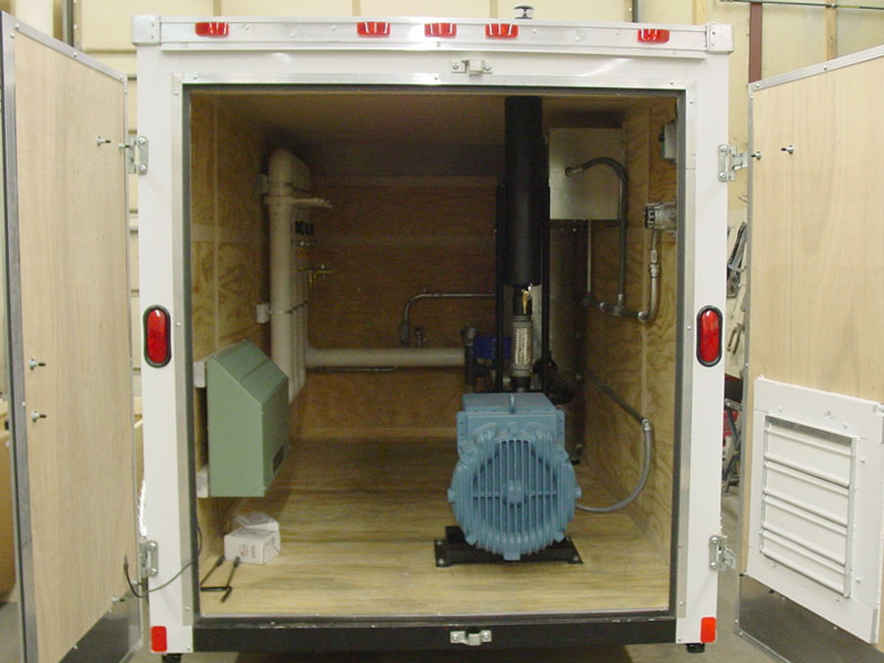 Trailer mounted soil vapor extraction system to capture gasoline compounds from a release.